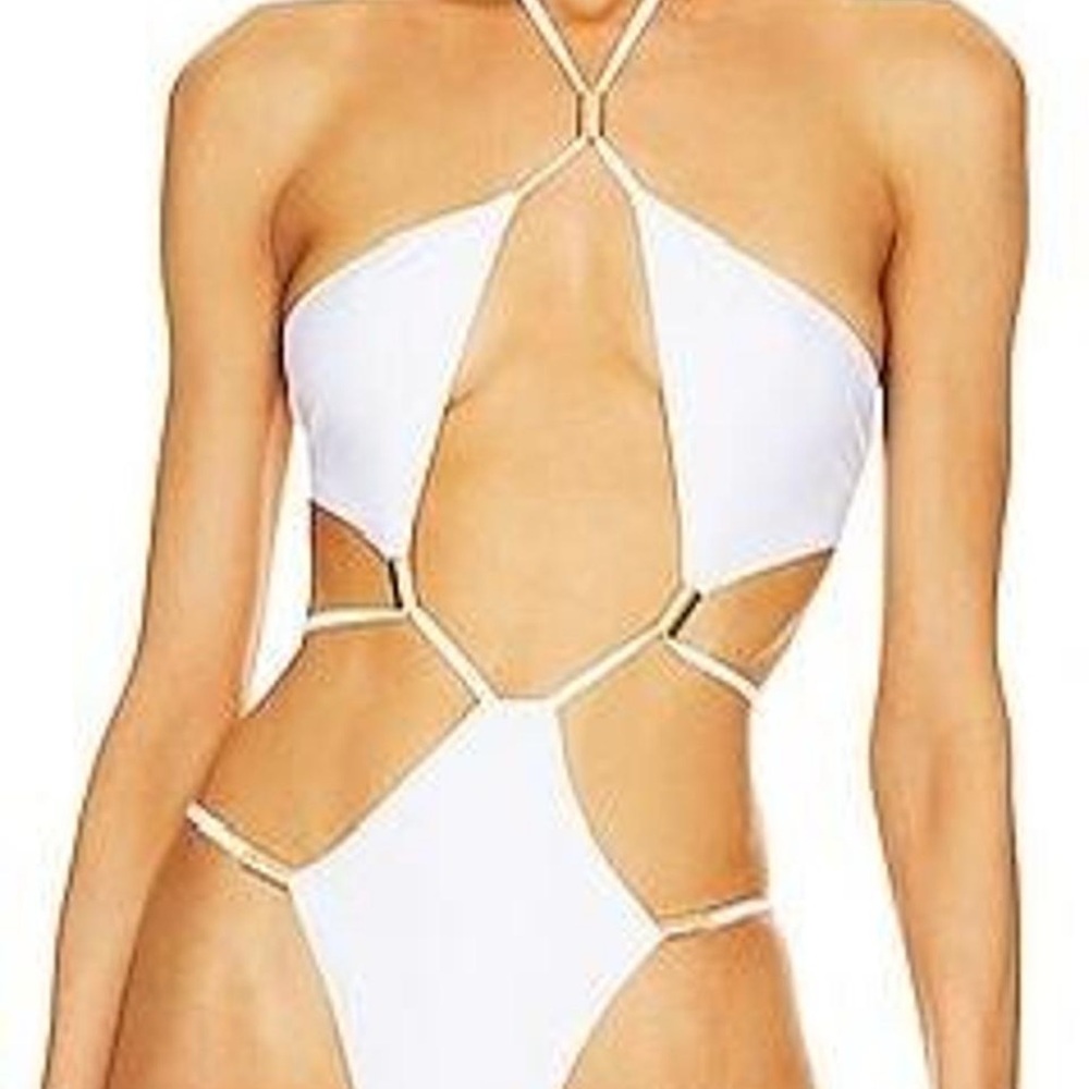Michael Costello White Strappy Swimsuit